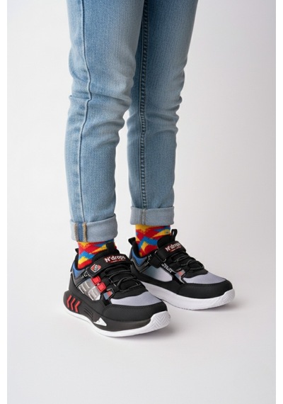Muggo Zuzu Cırtlı Ve Bağcıklı Günlük Çocuk Sneaker Spor Ayakkabı Siyah