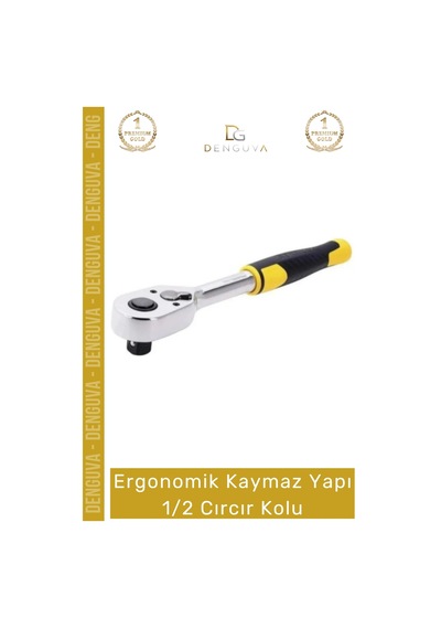 Cırcırkolu Sanayi Profesyonel Çelik Mekanik Lokma Anahtarı Ergonomik Kaymaz Yapı 1/2 Cırcır Kolu