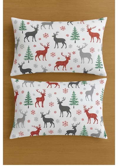 Lionas Desenli Pamuklu Yastık Kılıfı 2 Adet 50 X 70cm Beyaz