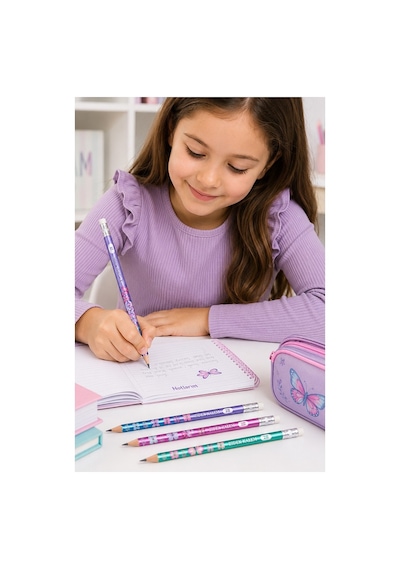 Kelebek Silgili Kurşun Kalem 12 Adet Faber Castell Yuvarlak Gövdeli Siyah Kurşun Kalem Yumuşak Yazım Kolay Tutuş Kalite Çok Renkli