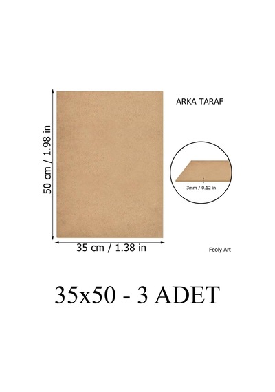 3 Mm 35x50 Mdf Plaka 3 Adet - Hobi, Maket, Ahşap El Sanatları İçin Uygun 3 Lü Paket