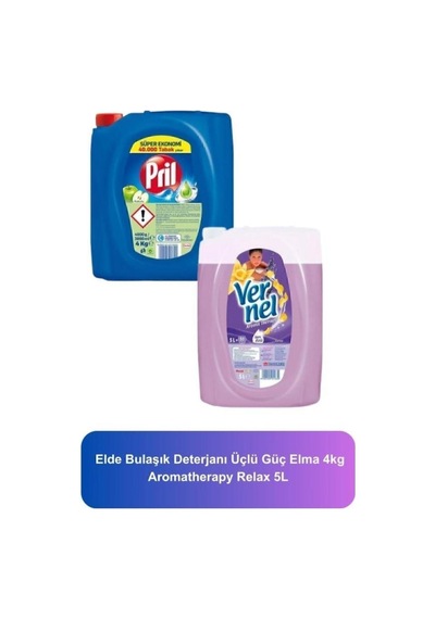Vernel Aromatherapy Relax 5l Elde Bulaşık Deterjanı Üçlü Güç Elma 4 Kg Set pktarebdugeset-5810