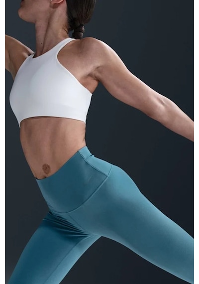 Nike Dri Fit Zenvy Gentle Support Infina Soft Womens Training Tight Yüksek Belli Toparlayıcı 7/8 Soft Kumaş Kadın Antreman Taytı Mavi