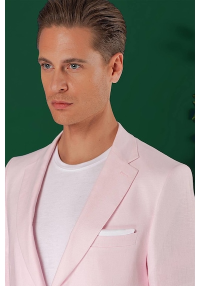 Efor Comfort Fit Çift Yırtmaç %100 Keten Casual Pembe Ceket C 668 Pembe