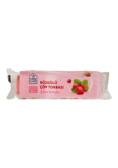 Fine Dreaming Büzgülü Çöp Torbası 10 Adet Büyük Çilek Kokulu 2'li Ekonomik Paket - 2 Adet Tarı