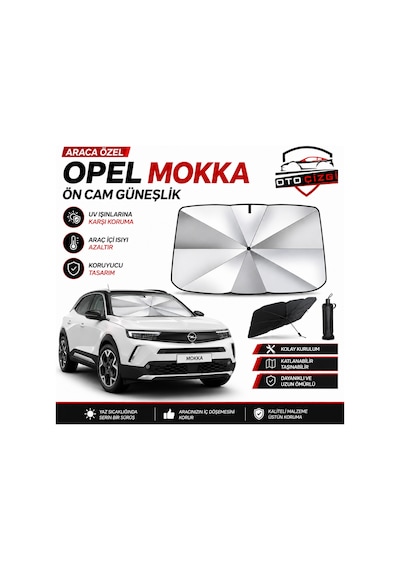 Opel Mokka Şemsiye Tip Ön Cam Güneşliği Katlanabilir Uv Korumalı Araç Cam Güneşlik