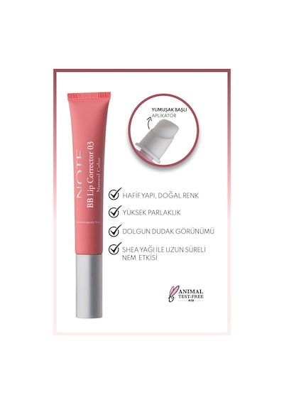 Note Cosmetique Bb Lip Corrector Renk Eşitleyici Ve Nemlendirici Dudak Parlatıcısı - 03 - Pembe