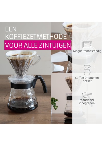 Craft Kit V60 Cam Kahve Servisi Sunuculu Plastik Damlatıcı, Ölçüm Kaşığı Ve Filtreli, Borosilikat, Siyah, Boyut