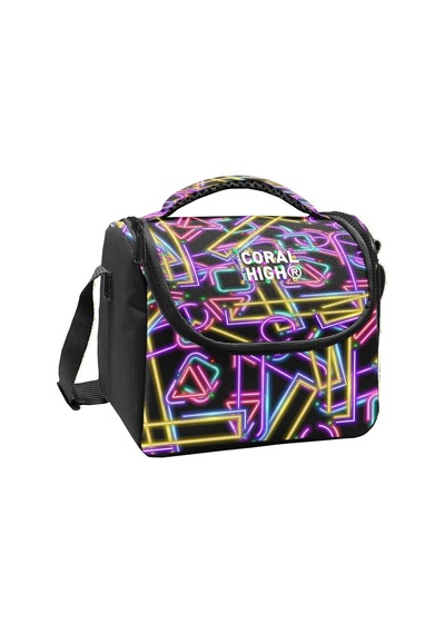 Coral High Kız Çocuk Siyah Çok Renkli Neon Desenli Isı Yalıtımlı Beslenme Çantası 37148 Pembe - Siyah