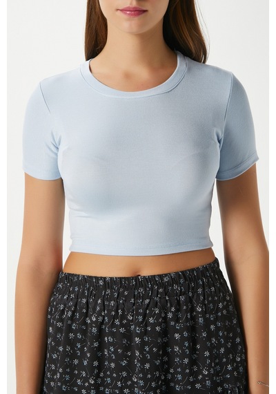 Ritnice Kadın Deal Lux Touch Yumuşak Doku Crop Mavi Bluz