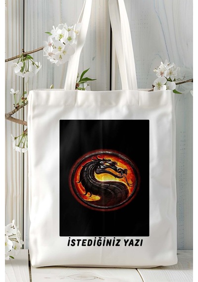 Art Hediye Mortal Kombat Oyun Baskılı Bez Çanta Omuz Çantası Kişiye Özel Model 18 Çok Renkli