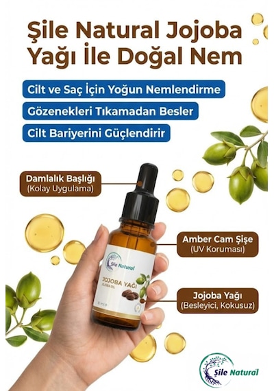 %100 Saf Jojoba Yağı 10 Ml Doğal Cilt Ve Saç Bakım Yağı Nemlendirici & Besleyici