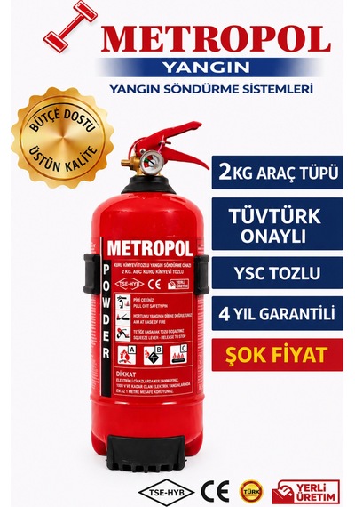 2 Kg Tozlu Yangın Söndürme Cihazı, Yangın Söndürme Tüpü, Yangın Tüpü, Yangın Söndürücü, Yangın - 882335480