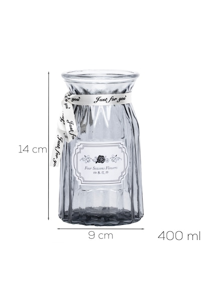 Porsima Dhz90225-1 Dekoratif Cam Vazo Antrasit 14cm-400ml