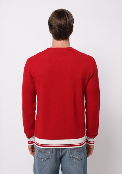 Colin's Colins Regular Fit Yuvarlak Yaka Jakarlı Erkek Kirmizi Kazak Cl1077275 Q1.v2 Red Kırmızı