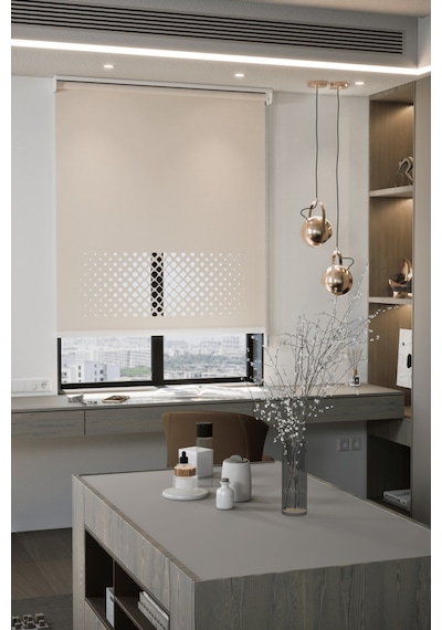 Auralight Lazer Kesim Mat Stor Perde, Lazer Kesimli Modern Serisi, M-2003 Açık Kahverengi