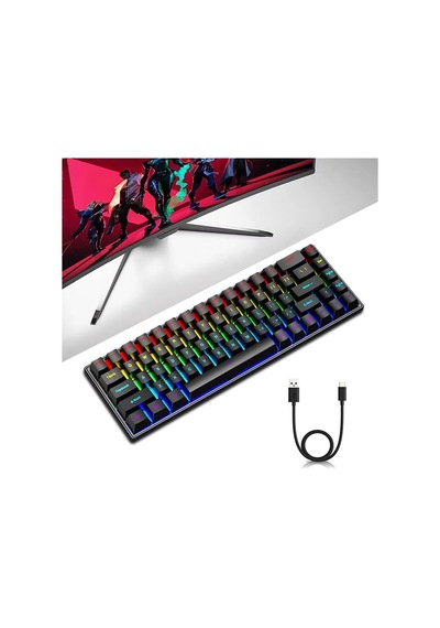 Ga25 Type-c Kablolu Mini Gaming İngilizce Klavye Rgb Led Işıklı Mekanik Daktilo Sesli Tuşlar