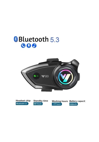 Jenerik Y80 Motosiklet Kask Kulaklık Intercom Işıklı Motorsiklet Interkom