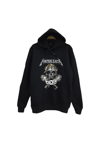 Metallica Baskılı Kapüşonlu Sweatshirt Siyah