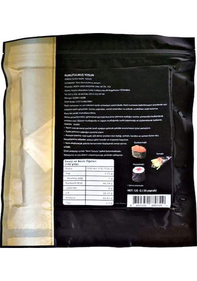 Chefline Sushi Nori Gold Kalite Yosun 50 Yaprak, 125 Gr Sushi Için Premium Yosun