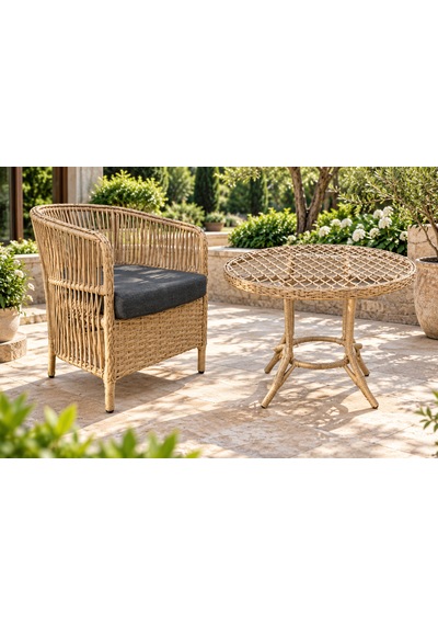 Rattan Bahçe Ve Balkon Takımı Siena Model 4+1 Krem