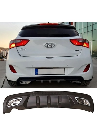 Hyundai İ30 Difüzör Difizör Siyah + Kare Egzoz Görünüm C Tip Uyumlu