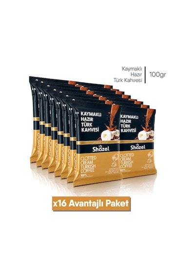 Shazel Hazır Türk Kahvesi Kaymaklı 100 Gr 16 Paket