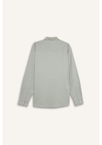 DeFacto %100 Pamuk Regular Fit Polo Yaka Oxford Basic Düz Uzun Kollu Gömlek A8028AX25SPGN1128