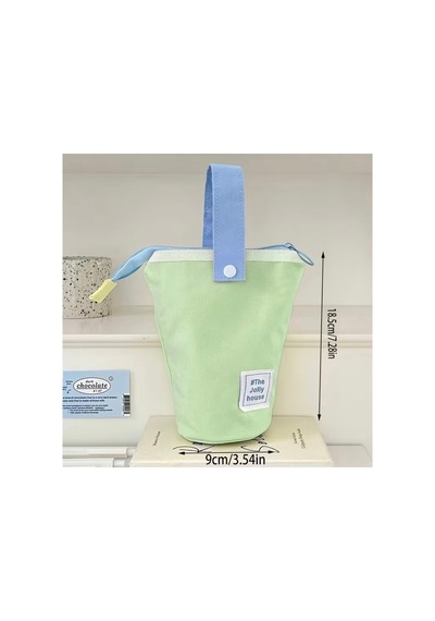 Sevimli Pastel Tonlu Fermuarlı Stand Kalemlik - Taşınabilir Masa Üstü Kalem Kutu Pembe
