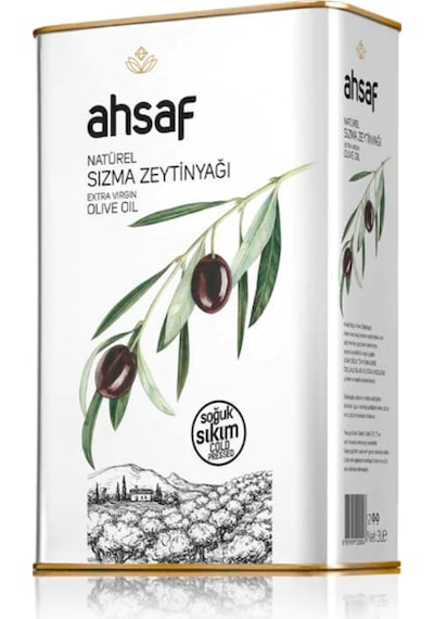 Ahsaf Soğuk Sıkım Naturel Sızma Zeytinyağı Teneke 3 L