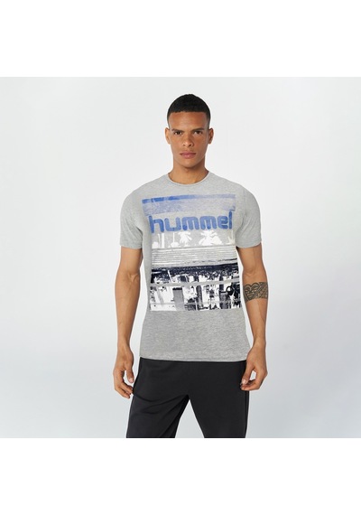 Hummel  910246-2849 Dean Baskılı Bisiklet Yaka Erkek Tişört Gri