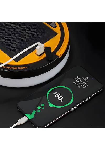 İdragon D88-2 Güneş Enerjili Kamp Lambası Rgb Işıklı, 4500mah Powerbank, 10m Işık Dizisi, Type-c Sarı