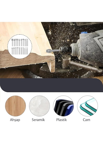 6590 Mini Ahşap Oyma Freze Uç Seti 20 Parça Sap: 3mm