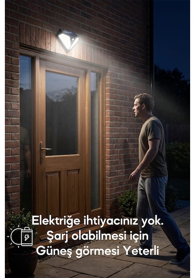 Technosmart 102 Led Solar Duvar Lambası 2 Li Set Hareket Sensörlü, 3 Modlu Ip65 Dış Mekan Aydınlatma