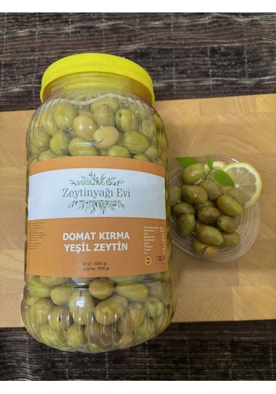 El Kırması Domat Sofralık Yeşil Zeytin İri Kalibre Pet Şişe 3000 Gram