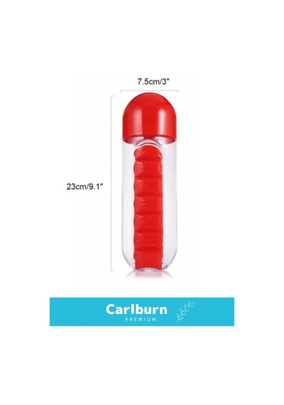 Özel Üretim Hap Bölmeli İlaç Kutusu %100 Bpa İçermez Pillbox Su Matarası 600 Ml Suluk Çok Renkli