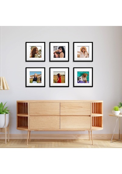 Yapışkanlı Sök-tak Paspartulu Siyah 21x21cm Kare Fotoğraf Çerçevesi - 3'lü Paket