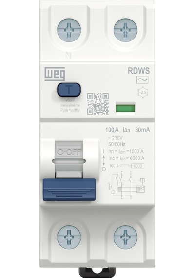Weg Rdws-ac-30-25-2-d24 1p+n, 25 A, 30 Ma, 6 Ka , Ac Tipi, Monofaze Kaçak Akım Rölesi