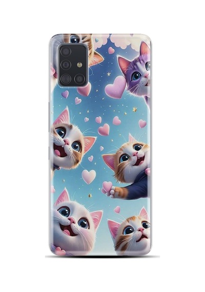Samsung Galaxy Uyumlu A31 Kılıf Boutique Baskılı Resimli Kalp Ve Kedi Pcode -035