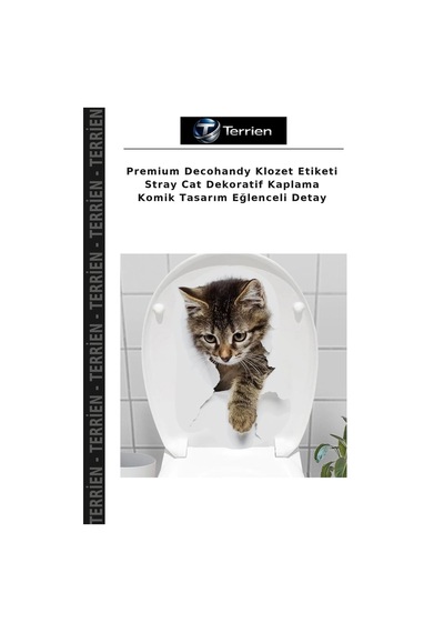 Premium Decohandy Klozet Etiketi Stray Cat Dekoratif Kaplama Komik Tasarım Eğlenceli Detay