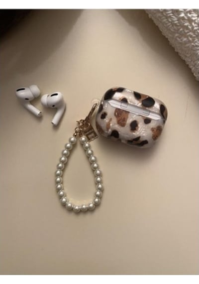 Apple Uyumlu AirPods 3 Kılıf Kulaklık Kılıfı Leopar Desenli Kopçalı Korumalı K