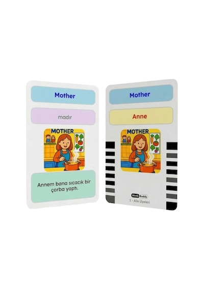 Bigibuddy WordsBuddy Çocuklar İçin Türkçe İngilizce Aile ve Sosyal Çevre Paketi 90 Kart 3'lü Set (Cihaz Hariç)
