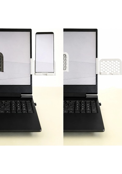 3d Baskı Monitor Telefon Tutucu - Petek Desenli Laptop Kenar Telefon Tutucu-beyaz Çok Renkli