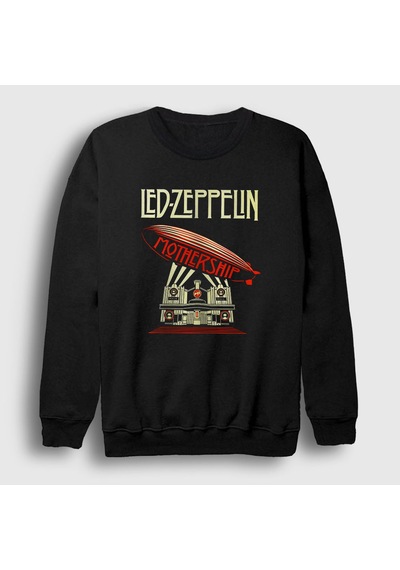 Presmono Unisex Mothership Led Zeppelin Sweatshirt Siyah