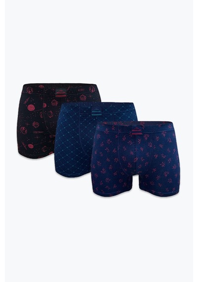 Malabadi Erkek Desenli Modal Boxer 3 Adet 3m251 Set-1
