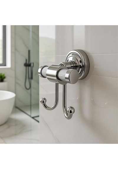 Tr Gümüş İkili Askılık Vidalı Duvar Tipi Banyo Duvar Havlu Askısı Dayanıklı Paslanmaz Modern Tasarım Genel