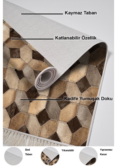 Dekoreko Kaymaz Taban Djt Banyo Halısı Trend Saçaklı Modern 1926 Kahve