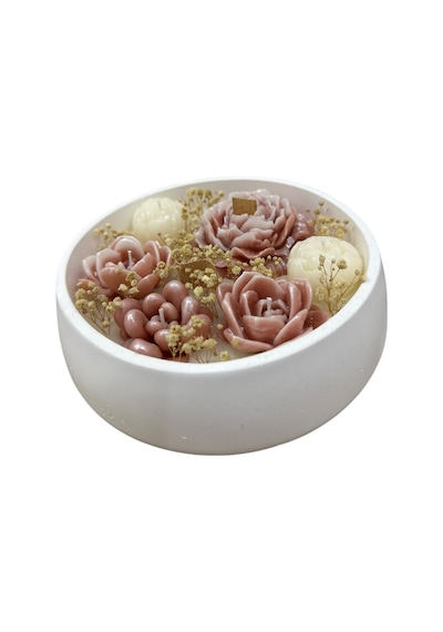 Yuvarlak Tabak 19x5 Cm Kokulu Çiçek Mum Kadınlar Günü, Anneler Günü Hediyelik