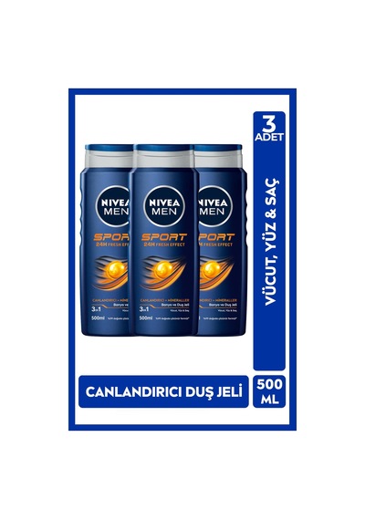Nivea Men Saç Ve Vücut Şampuanı Sport 500 Ml 3 Adet