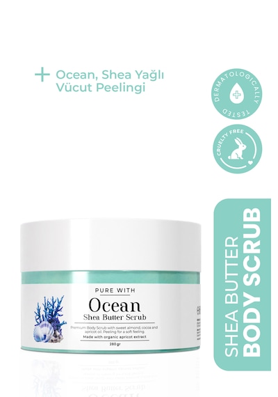 Okyanus Esintili Shea Butter Scrub Besleyici Arındırıcı Nemlendirici Vücut Peelingi 280 Gr